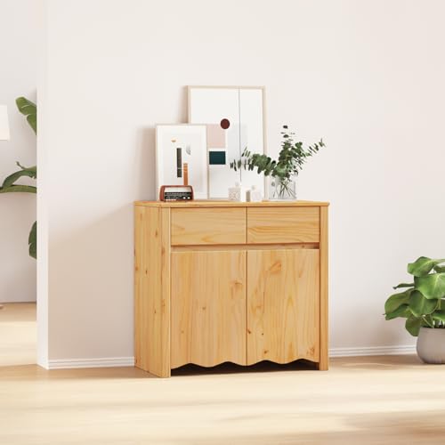 WRJENFSC Sideboard 79x43x75,5 cm Eiche Massivholz Braun mit 2 Türen & 2 Schubladen verstellbare Regale stylische Griffe Modernes Design für Esszimmer Küche Büro WRJENFSC Sideboard 79x43x75,5 cm Eiche Massivholz Braun mit 2 Türen & 2 Schubladen verstellbare Regale stylische Griffe Modernes Design für Esszimmer Küche Büro von WRJENFSC
