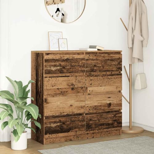 WRJENFSC Sideboard Altholz-Optik 100x35x99 cm Holzwerkstoff Schrank Klein Schuhschrank Mehrzweckschrank Wohnzimmerschrank für Kaffeebar Esszimmer Büro Wohnzimmer von WRJENFSC
