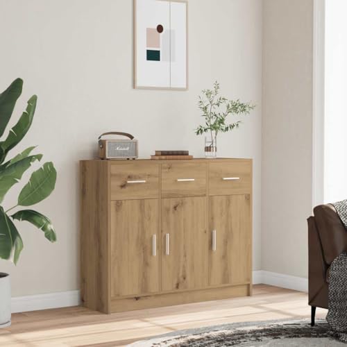 WRJENFSC Sideboard Artisan Eiche 91x28x75 cm Holzwerkstoff mit Türen und Oberfläche zum Dekorieren Modernes Möbelstück für Wohnzimmer Flur Esszimmer und Büro von WRJENFSC