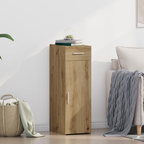 WRJENFSC Sideboard Artisan Eiche massiv 30x42,5x93 cm Modernes Sideboard Wohnzimmer lowboard mit Schublade und Tür kompakte Küchenschrank für Esszimmer Flur von WRJENFSC