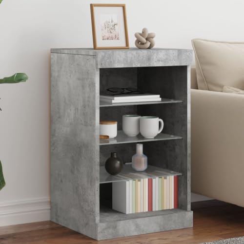 WRJENFSC Sideboard Betongrau 41x37x67 cm mit RGB LED Beleuchtung Modernes Holzwerkstoff Sideboard Wohnzimmer für Living Room Corridor Bedroom Kaffeebar von WRJENFSC