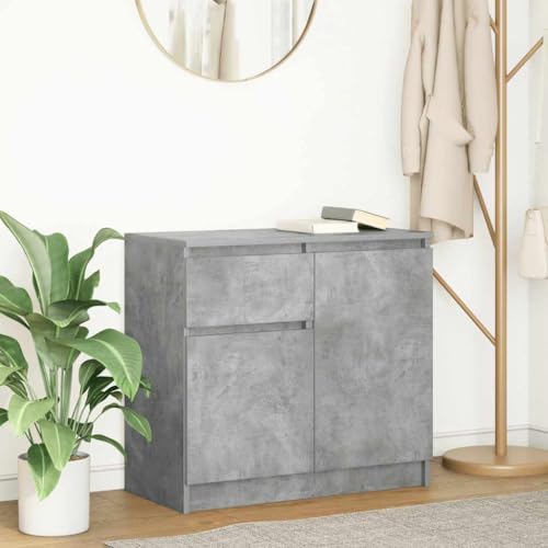 WRJENFSC Sideboard Betongrau 71x35x65 cm Holzwerkstoff mit Schublade und 2 Türen modernes Lowboard für Wohnzimmer Flur und Büro von WRJENFSC