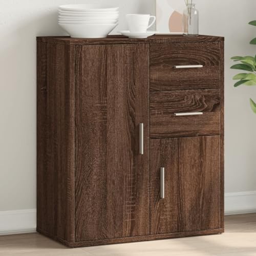 WRJENFSC Sideboard Braun Eiche 60x31x70 cm Holzwerk Stabiles Lowboard mit 69 kg Belastbarkeit Modernes Design für Wohnzimmer Flur Küche Büro von WRJENFSC