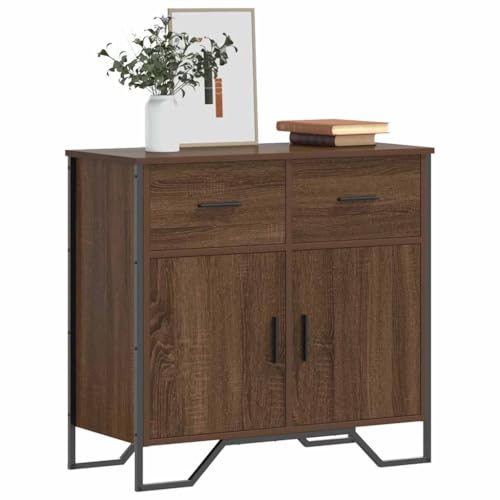 WRJENFSC Sideboard Braun Eichen-Optik 79,5x35,5x74,5 cm aus Holzwerkstoff und Metallbeinen Modernes Design und Langlebigkeit für Wohnzimmer Flur und Schlafzimmer von WRJENFSC