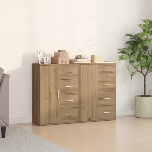 WRJENFSC Sideboard Esszimmer Set 2X Artisan Eiche 60x31x84 cm Mattes Holzwerkstoff Buffet mit 2 Türen Breite Anrichte für Wohnzimmer Flur Küche von WRJENFSC