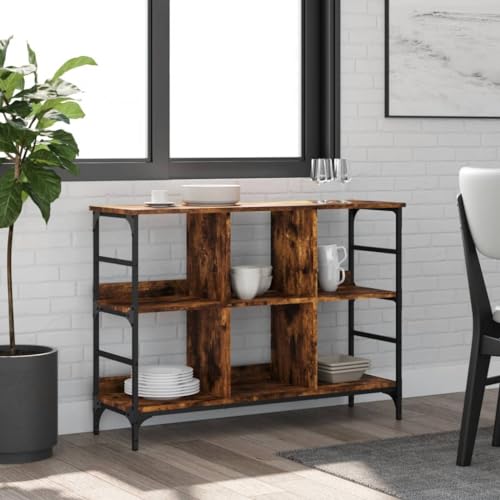WRJENFSC Sideboard Räuchereiche 102x32x73,5 cm aus Holzwerkstoff mit Metallbeinen Modernes Lowboard als Beistellschrank für Wohnzimmer Flur und Küche mit großem Stauraum WRJENFSC Sideboard Räuchereiche 102x32x73,5 cm aus Holzwerkstoff mit Metallbeinen Modernes Lowboard als Beistellschrank für Wohnzimmer Flur und Küche mit großem Stauraum von WRJENFSC