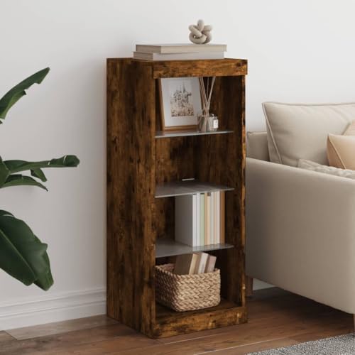 WRJENFSC Sideboard Räuchereiche 41x37x100 cm mit RGB LED Beleuchtung Modernes Design Stauraumregal für Wohnzimmer Flur Küche von WRJENFSC