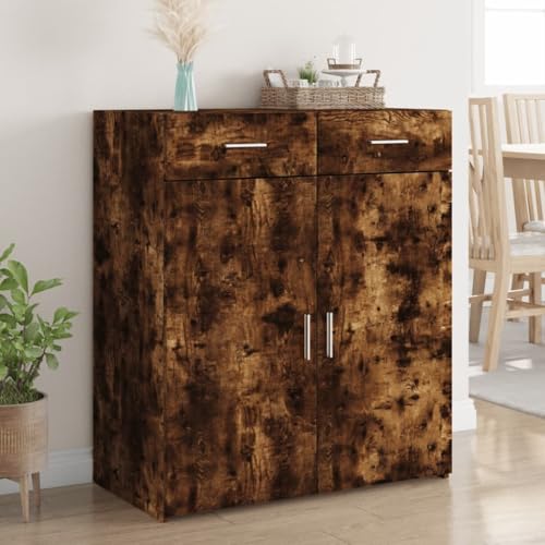 WRJENFSC Sideboard Räuchereiche 80x42,5x93 cm Holzwerkstoff mit 2 Schubladen und Türen Modernes Design Stauraumwunder für Wohnzimmer Flur Küche und Büro WRJENFSC Sideboard Räuchereiche 80x42,5x93 cm Holzwerkstoff mit 2 Schubladen und Türen Modernes Design Stauraumwunder für Wohnzimmer Flur Küche und Büro von WRJENFSC