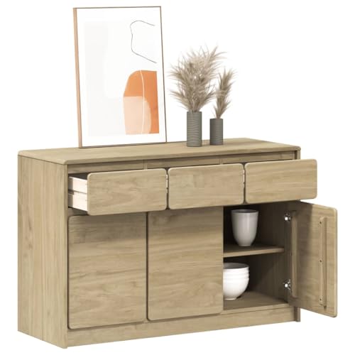 WRJENFSC Sideboard SAUDA Eiche-Optik 114x43x75,5 cm Kiefernholz Sideboard Schlafzimmer Outdoor Küchenschrank Küchenregal Stehend Wohnzimmer Möbel für Kaffeebar Wohnzimmer Büro Esszimmer von WRJENFSC