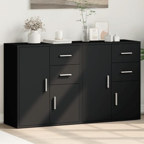 WRJENFSC Sideboard Schwarz 2 Stück 60x31x70 cm Holzwerkstoff Lowboard mit Robustem Gehäuse und Großzügiger Ablagefläche Modernes Design für Wohnzimmer Flur Büro Küche Esszimmer WRJENFSC Sideboard Schwarz 2 Stück 60x31x70 cm Holzwerkstoff Lowboard mit Robustem Gehäuse und Großzügiger Ablagefläche Modernes Design für Wohnzimmer Flur Büro Küche Esszimmer von WRJENFSC