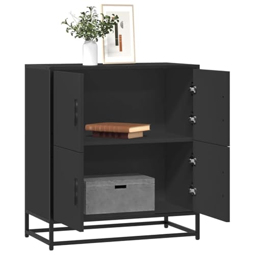 WRJENFSC Sideboard Schwarz 68x35x76 cm Holzwerkstoff Flurschrank Küchenregal Stehend Küchenbuffet Buffetschrank Vorratsschrank Küche für Kaffeebar Büro Küche Wohnzimmer von WRJENFSC