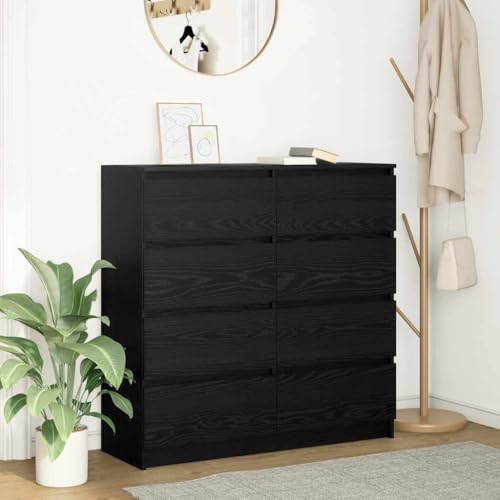 WRJENFSC Sideboard Schwarz Eichen-Optik 100x35x99 cm Moderne Lowboard Kommode aus robustem Holzwerkstoff mit reichlich Stauraum für Living Room Flur und Schlafzimmer WRJENFSC Sideboard Schwarz Eichen-Optik 100x35x99 cm Moderne Lowboard Kommode aus robustem Holzwerkstoff mit reichlich Stauraum für Living Room Flur und Schlafzimmer von WRJENFSC