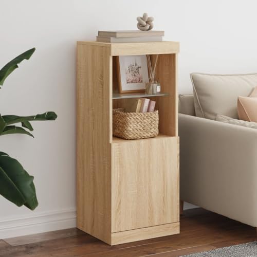 WRJENFSC Sideboard Wohnzimmer Sonoma Eiche 41x37x100 cm mit RGB LED Beistellschrank Holzwerkstoff & Glas Modernes Design für Living Room Küche Flur WRJENFSC Sideboard Wohnzimmer Sonoma Eiche 41x37x100 cm mit RGB LED Beistellschrank Holzwerkstoff & Glas Modernes Design für Living Room Küche Flur von WRJENFSC