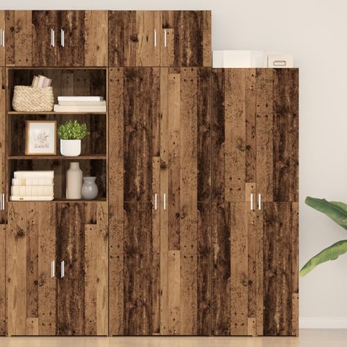 WRJENFSC Sideboard aus Holzwerkstoff im Vintage Landhausstil 70x42,5x225 cm mit 4 Türen und großem Stauraum für Esszimmer Küche Flur von WRJENFSC