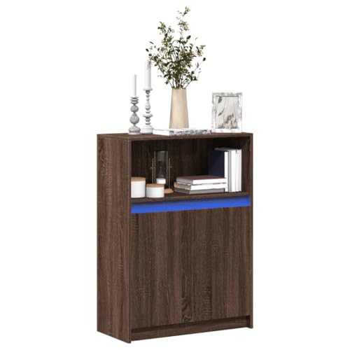 WRJENFSC Sideboard mit LED Braun Eichenoptik 72x34x100 cm Holzwerkstoff & Glas Modernes RGB Beleuchtetes Möbelstück für Wohnzimmer Flur Büro WRJENFSC Sideboard mit LED Braun Eichenoptik 72x34x100 cm Holzwerkstoff & Glas Modernes RGB Beleuchtetes Möbelstück für Wohnzimmer Flur Büro von WRJENFSC
