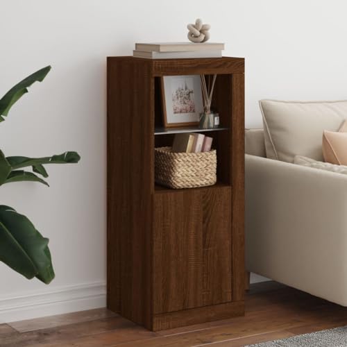 WRJENFSC Sideboard mit LED-Leuchten Braun Eichen-Optik 41x37x100 cm Büroschrank Mehrzweckschrank Küchenbuffet Buffetschrank Vorratsschrank Küche für Küche Esszimmer Flur Kaffeebar von WRJENFSC