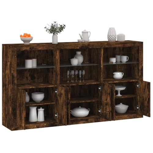 WRJENFSC Sideboard mit LED-Leuchten Räuchereiche 181,5x37x100 cm Flurschrank Küchenregal Stehend Küchenbuffet Buffetschrank Vorratsschrank Küche für Wohnzimmer Flur Kaffeebar Büro WRJENFSC Sideboard mit LED-Leuchten Räuchereiche 181,5x37x100 cm Flurschrank Küchenregal Stehend Küchenbuffet Buffetschrank Vorratsschrank Küche für Wohnzimmer Flur Kaffeebar Büro von WRJENFSC