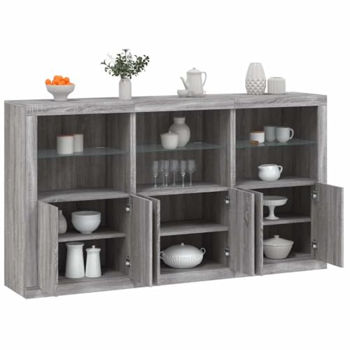 WRJENFSC Sideboard mit RGB LED Beleuchtung Grau Sonoma 181,5x37x100 cm Holzwerkstoff Modernes Lowboard Wohnzimmerschrank für Flur Küche Esszimmer WRJENFSC Sideboard mit RGB LED Beleuchtung Grau Sonoma 181,5x37x100 cm Holzwerkstoff Modernes Lowboard Wohnzimmerschrank für Flur Küche Esszimmer von WRJENFSC