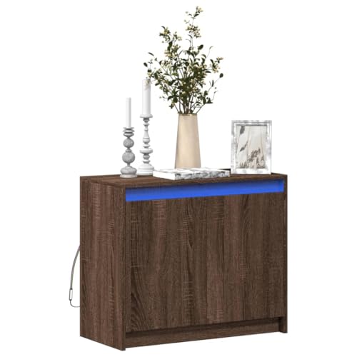 WRJENFSC Sideboard mit RGB LED Modernes Braun Eichen-Optik 72x34x61 cm Holzwerkstoff Lowboard für Flur Living Room Küche WRJENFSC Sideboard mit RGB LED Modernes Braun Eichen-Optik 72x34x61 cm Holzwerkstoff Lowboard für Flur Living Room Küche von WRJENFSC