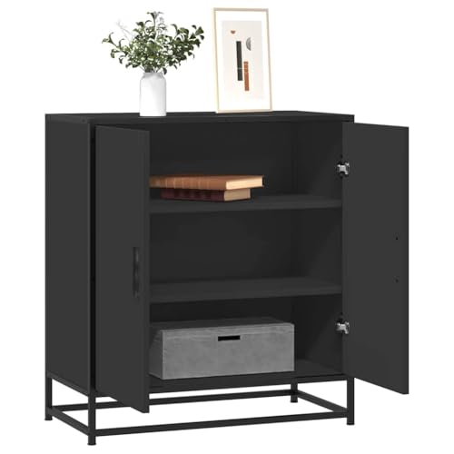 WRJENFSC Sideboard schwarz 68x35x76 cm aus Holzwerkstoff und Metall Modernes Industrial Design mit 3 Einlegeböden und Wandhalterung Stabiler Beistellschrank für Wohnzimmer Flur und Küche WRJENFSC Sideboard schwarz 68x35x76 cm aus Holzwerkstoff und Metall Modernes Industrial Design mit 3 Einlegeböden und Wandhalterung Stabiler Beistellschrank für Wohnzimmer Flur und Küche von WRJENFSC