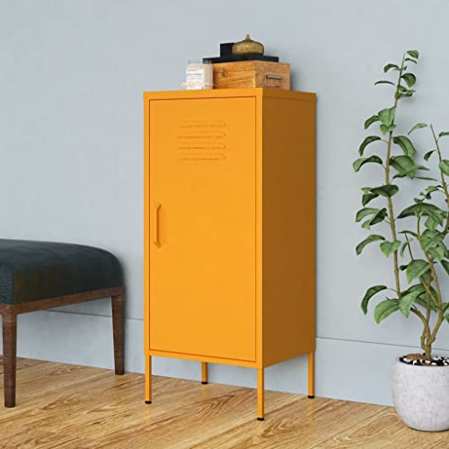 WRJENFSC Stahlschrank Senfgelb 42.5x35x101.5 cm mit 2 höhenverstellbaren Einlegeböden und Wandhalterung Robustes Metall für Lagerung und Organisation WRJENFSC Stahlschrank Senfgelb 42.5x35x101.5 cm mit 2 höhenverstellbaren Einlegeböden und Wandhalterung Robustes Metall für Lagerung und Organisation von WRJENFSC