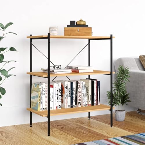 WRJENFSC Standregal Bücherregal mit 3 Böden Schwarz Eiche-Optik 80x40x92 cm Stauraum für Wohnzimmer Büro WRJENFSC Standregal Bücherregal mit 3 Böden Schwarz Eiche-Optik 80x40x92 cm Stauraum für Wohnzimmer Büro von WRJENFSC