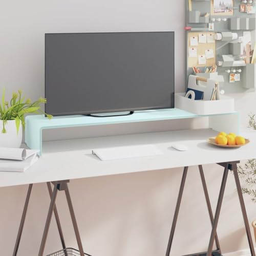 WRJENFSC TV-Aufsatz/Monitorerhöhung Glas Grün 100x30x13 cm Sideboard Fernseher Tv Sideboard Wohnzimmer Tv Ständer Buffetschrank für Schlafzimmer Flur Wohnstube Inneres von WRJENFSC