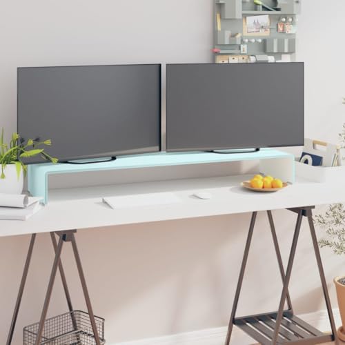 WRJENFSC TV-Aufsatz/Monitorerhöhung Glas Grün 110x30x13 cm Sideboard Fernseher Tv Sideboard Wohnzimmer Tv Ständer Buffetschrank für Schlafzimmer Flur Wohnstube Inneres von WRJENFSC
