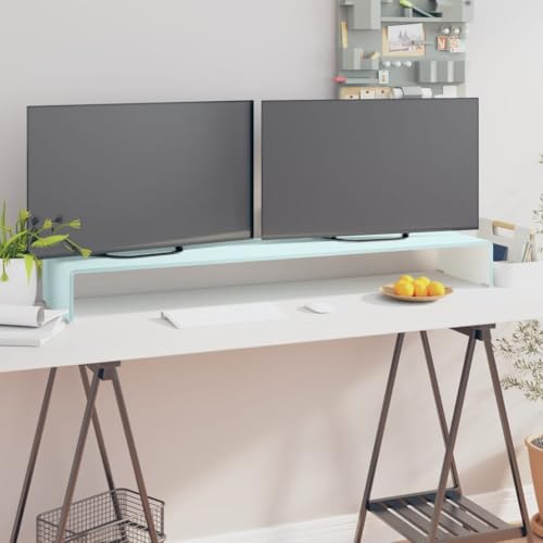 WRJENFSC TV-Aufsatz/Monitorerhöhung Glas Grün 120x30x13 cm Sideboard Fernseher Tv Sideboard Wohnzimmer Tv Ständer Buffetschrank für Schlafzimmer Flur Wohnstube Inneres von WRJENFSC