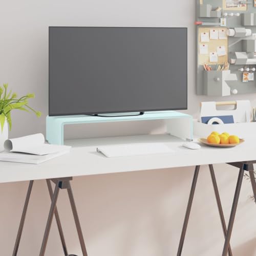 WRJENFSC TV-Aufsatz/Monitorerhöhung Glas Grün 60x25x11 cm Sideboard Fernseher Tv Sideboard Wohnzimmer Tv Ständer Buffetschrank für Schlafzimmer Flur Wohnstube Inneres von WRJENFSC