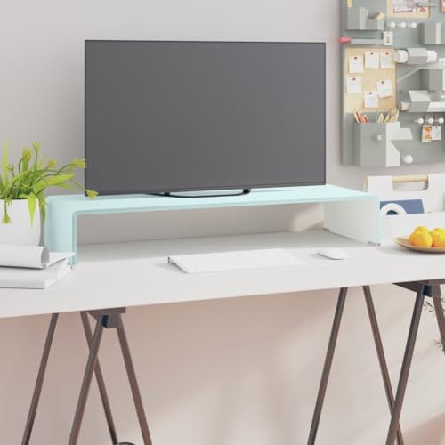 WRJENFSC TV-Aufsatz/Monitorerhöhung Glas Grün 80x30x13 cm Sideboard Fernseher Tv Sideboard Wohnzimmer Tv Ständer Buffetschrank für Schlafzimmer Flur Wohnstube Inneres von WRJENFSC