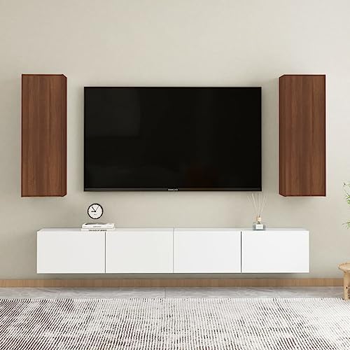 WRJENFSC TV Hängeschrank 2er Set Braun Eichen-Optik Holzwerkstoff 30,5x30x90 cm Modernes Design mit großem Stauraum für Fernseher und Wohnzimmer WRJENFSC TV Hängeschrank 2er Set Braun Eichen-Optik Holzwerkstoff 30,5x30x90 cm Modernes Design mit großem Stauraum für Fernseher und Wohnzimmer von WRJENFSC