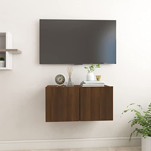 WRJENFSC TV Hängeschrank Braun Eiche Holzwerkstoff 60x30x30 cm Wandmontage Moderner Stil mit Stauraum für Wohnzimmer von WRJENFSC