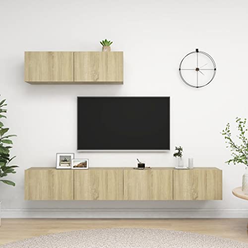 WRJENFSC TV Hängeschrank Sonoma-Eiche Holzwerkstoff 100x30x30 cm 3 Stück mit viel Stauraum für Wohnzimmer Wandmontage WRJENFSC TV Hängeschrank Sonoma-Eiche Holzwerkstoff 100x30x30 cm 3 Stück mit viel Stauraum für Wohnzimmer Wandmontage von WRJENFSC