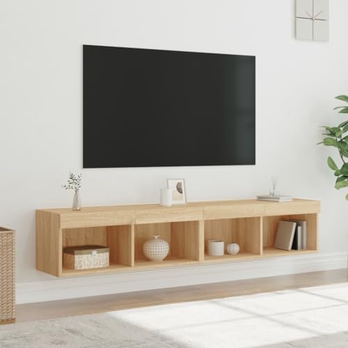 WRJENFSC TV-Schränke mit LED-Leuchten 2 STK. Sonoma-Eiche 80x30x30 cm Fernseher Schrank Tv Sideboard Wohnzimmer Tv Ständer Tv Tisch für Schlafzimmer Wohnstube Flur Inneres von WRJENFSC
