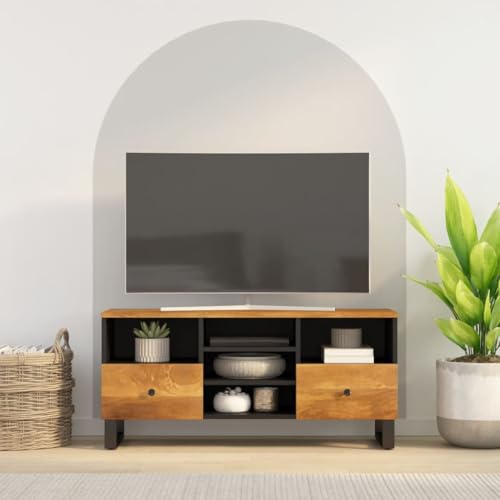 WRJENFSC TV-Schrank 100x33x46 cm Massivholz Mango und Holzwerkstoff Tv Cabinet for Living Room Tv Sideboard Wohnzimmer Tv Board Hängend Sideboard Tv Lowboard für Inneres Wohnstube Flur Schlafzimmer von WRJENFSC
