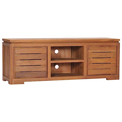 WRJENFSC TV-Schrank 110 x 30 x 40 cm Teak Massivholz Tv Cabinet for Living Room Tv Sideboard Wohnzimmer Tv Board Hängend Sideboard Tv Lowboard für Wohnstube Inneres Schlafzimmer Flur von WRJENFSC