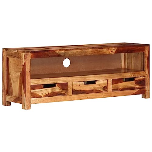 WRJENFSC TV-Schrank 110x30x40 cm Massivholz Akazie Fernseher Schrank Tv Ständer Buffetschrank Sideboard Tv Lowboard für Inneres Schlafzimmer Flur Wohnstube von WRJENFSC