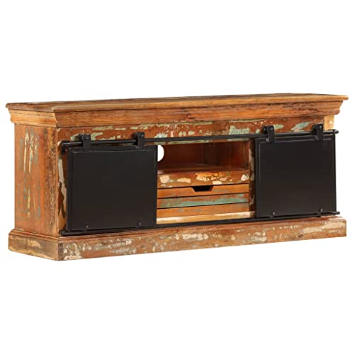 WRJENFSC TV-Schrank 110x30x45 cm Altholz Massiv Tv Unterschrank Tv Sideboard Wohnzimmer Tv Ständer Sideboard Tv Lowboard für Schlafzimmer Wohnstube Inneres Flur von WRJENFSC