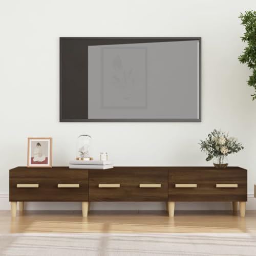 WRJENFSC TV-Schrank 150cm Braun Eichen-Optik Modernes Design TV Board Lowboard aus Holzwerkstoff mit Schubladen für Wohnzimmer Möbel von WRJENFSC