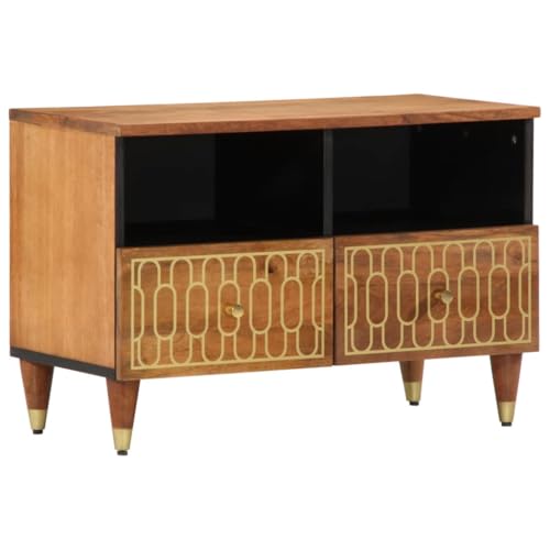 WRJENFSC TV-Schrank 70x33x46 cm Massivholz Mango Tv Cabinet for Living Room Tv Schrank Tv Ständer Sideboard Tv Lowboard für Schlafzimmer Wohnstube Flur Inneres von WRJENFSC