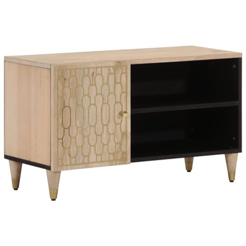 WRJENFSC TV-Schrank 80x31x46 cm Massivholz Mango Tv Bank Tv Board Hängend Sideboard Tv Lowboard Fernsehtisch Hoch für Inneres Schlafzimmer Flur Wohnstube von WRJENFSC