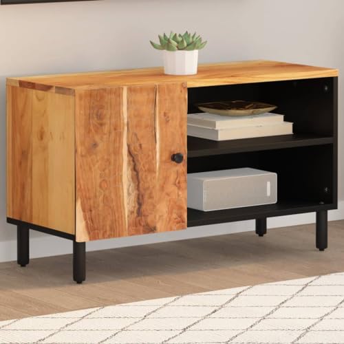 WRJENFSC TV-Schrank 80x33x46 cm Massivholz Akazie Fernseher Tisch Tv Board Hängend Buffetschrank Sideboard Tv Lowboard für Wohnstube Flur Schlafzimmer Inneres von WRJENFSC