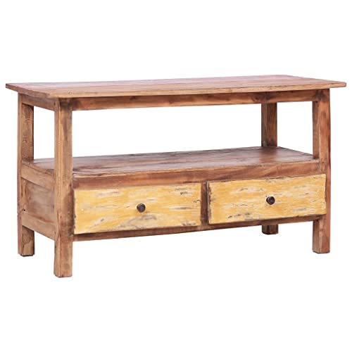 WRJENFSC TV-Schrank 90x40x50 cm Altholz Massiv Tv Table Couchtisch Tv Board Hängend Fernsehtisch Hoch für Inneres Schlafzimmer Wohnstube Flur von WRJENFSC
