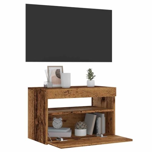 WRJENFSC TV Schrank Altholz 60x35x40 cm mit LED Beleuchtung, TV Board mit Stauraum und RGB Licht, Fernsehtisch für Wohnzimmer WRJENFSC TV Schrank Altholz 60x35x40 cm mit LED Beleuchtung, TV Board mit Stauraum und RGB Licht, Fernsehtisch für Wohnzimmer von WRJENFSC