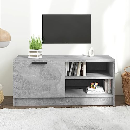 WRJENFSC TV-Schrank Betongrau Holzwerkstoff 80x35x36,5 cm Moderner Stauraum für Wohnzimmer Lowboard TV Board von WRJENFSC