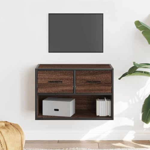 WRJENFSC TV-Schrank Braun Eiche 60x31x39,5 cm Holzwerkstoff und Metall Sideboard Fernseher Couchtisch Tv Ständer Sideboard Tv Lowboard für Schlafzimmer Flur Wohnstube Inneres von WRJENFSC