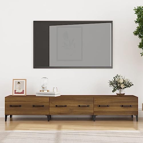 WRJENFSC TV Schrank Braun Eichen-Optik 150x34,5x30cm Modernes Design mit Schubladen Robust Holzwerkstoff Eisen für Wohnzimmer und Entertainmentbereich von WRJENFSC