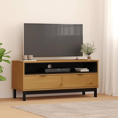WRJENFSC TV-Schrank FLAM aus Massivholz Kiefer 110x40x50 cm mit 2 Schubladen Offenem Fach Eichenoptik Lowboard Fernsehschrank für Wohnzimmer WRJENFSC TV-Schrank FLAM aus Massivholz Kiefer 110x40x50 cm mit 2 Schubladen Offenem Fach Eichenoptik Lowboard Fernsehschrank für Wohnzimmer von WRJENFSC