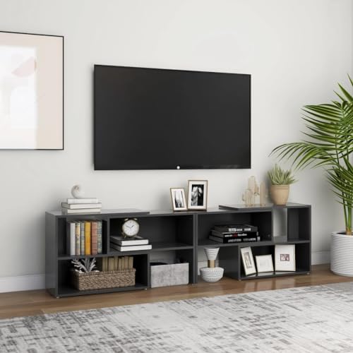 WRJENFSC TV Schrank Grau Holzwerkstoff Erweiterbar 149x30x52 cm mit offenen Fächern Fernsehständer Lowboard für Wohnzimmer WRJENFSC TV Schrank Grau Holzwerkstoff Erweiterbar 149x30x52 cm mit offenen Fächern Fernsehständer Lowboard für Wohnzimmer von WRJENFSC